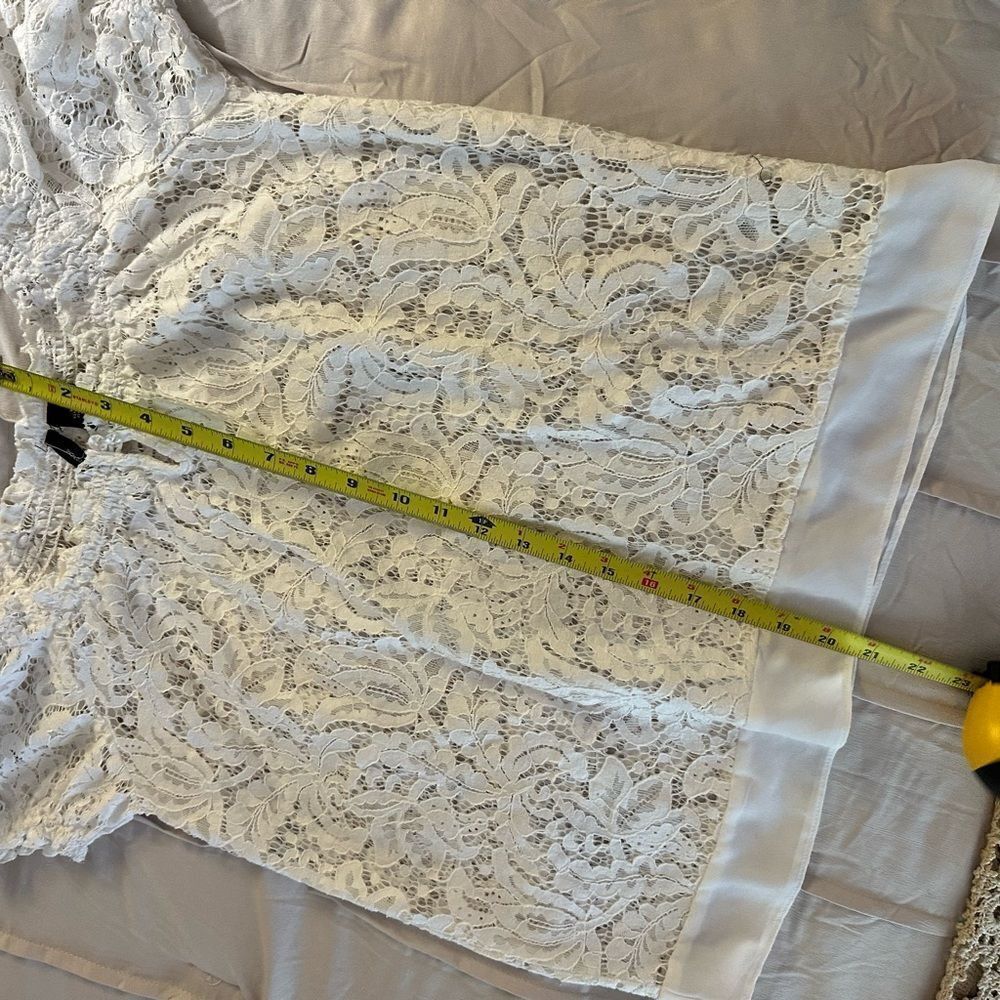 Summer must-have! Elegant, all-over white lace short sleeved shirt size S - Picture 10 of 13